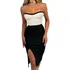 Conjunto Tina Bicolor Top Tomara Que Caia E Saia Midi Fenda