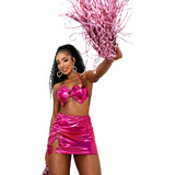 Conjunto Top E Mini Saia Coração De Carnaval Feminino