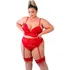 Conjunto Top Plus Size Cinta Liga Com Bojo E Aro V Vermelha