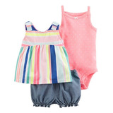 Conjunto Trio Listras Carters Infantil Menina 18m