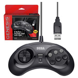 Controle Para Sega Genesis Wired Com Botão Preto*usb* 8