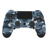 Controle Sem Fio Joystick Manete Compatível Com Console E Pc Cor Camuflado Azul Ps4