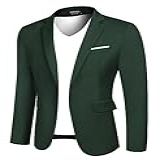 Coofandy Blazer Masculino Casual, Casaco Esportivo Leve, Com Um Botão, Verde Escuro, Small Plus
