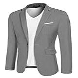 Coofandy Blazer Masculino Casual Slim Fit Casaco Esportivo Leve Com Um Botão, Cinza Claro, L