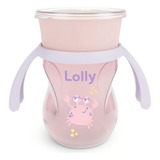 Copo 360 C Alça Antivazamento Treinamento Lolly 250 Ml Cor Rosa 360 Com Alça