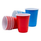 Copo Americano Beer Pong Festa Biodegradável 400ml 50 Unid Cor 25 Azul 25 Vermelho
