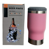 Copo Porta Cerveja Garrafa Térmica Latinha De Aço 420ml Cor Rosa