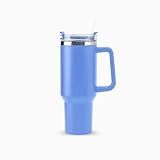 Copo Térmico Com Canudo Tampa E Alça 1,2l, Garrafa Termico Para Viagem Vácuo Dupla Camada Aço Inoxidável, Caneca Térmica Cafe água Chá,chimarrão,presente,esporte,fitness Premium (azul)