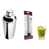 Coqueteleira Inox 750ml Drinks   Socador De Limão Drinks Cor Branco