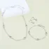Cordão Chocker + Pulseira + Brinco Strass Rosa A Prata 925