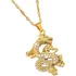 Cordão Colar Feminino Banhado Ouro Dragão Pingente Zircônias
