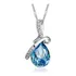 Cordão Colar Swarovski Banhado Prata Azul Vermelho Pingente