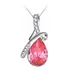 Cordão Colar Swarovski Banhado Prata Azul Vermelho Pingente