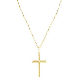 Cordão Corrente 70cm + Pingente Cruz Crucifixo Ouro 18k
