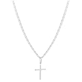 Cordão Corrente De Prata 925 Masculina Piastrine 2.5mm 70cm Pingente Cruz Crucifixo