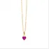 Cordão Feminino Bailarina Ouro 18k 750 60cm Pingente Coração Cor Coração Rosa Escuro