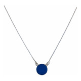 Cordão Pingente Ágata Azul Pedra Natural Prata 925 Legitima
