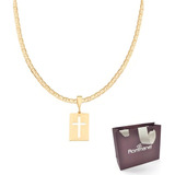 Cordão Rommanel Masculino 60cm Pingente Cruz 540104 530614 Cor Dourado