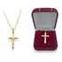 Cordão Veneziana 70cm C/ Pingente Cruz Com Cristo A Ouro 18k