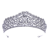 Coroa Tiara Noiva Dourada Prata Strass Debutante Cor Prateado