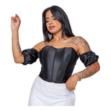 Corpete Cropped Top Estruturado Tomara Que Caia Com Mangas
