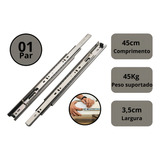 Corrediça Gaveta Trilho Telescópico 45cm 45kg Par Cor Zincado