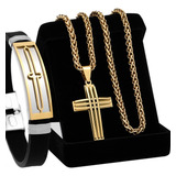 Corrente Bracelete Masculino Crucifixo