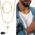 Corrente Cordão E Pulseira Masculina + Pingente De Cruz  