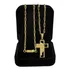 Corrente Cordão Folheado Ouro 18k Pingente Crucifixo Face Cor Dourado