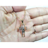 Corrente Crucifixo Face Dourada
