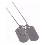 Corrente E 2 Placas Identificação Militar Dog Tag Aço Inox 