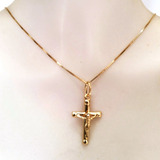 Corrente Infantil Malha Italiana E Crucifixo Ouro 18k 45cm
