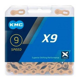 Corrente Kmc 9v Bike 116 Elos X9 Dourada Missing Link
