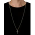 Corrente Masculino Banhado Ouro 18k Com Pingente Cruz Palito