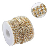 Corrente Strass De Ferro Ss12 Dourado Com 10 Metros