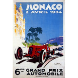 Corrida Carro Automovel Monaco 1934 Grand Prix Poster 76x50