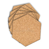 Cortiça Adesiva Hexagonal 4mm 29x25 6 Pçs Decoração  Quadro