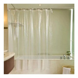 Cortina Banheiro Box Cristal 2m X 1 38m Ganchos Transparente Cor Branco transparente