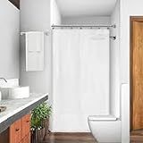 Cortina Box Lisa Em PVC Para Banheiro Anti Mofo Com Ganchos   BRANCA