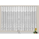 Cortina Cozinha Tulipinhas 2 20 X 1 50  0 30 Cortilester Cor Branco