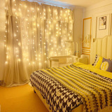 Cortina Led Decoração 6x3 Metros 110v 220v Bivolt   600 Leds Luzes Amarelo