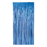 Cortina Metalizada Fita Franja Decoração 100x200cm Cor Azul
