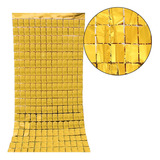 Cortina Metalizada Quadrada Metálica Dourado   2 Unidades