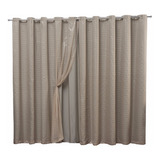 Cortina Xadrez Blackout C/ Voil 6,00 X 2,80 Tecido/ Cinza