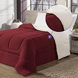 Cottonlux Coberdrom Dupla Face Sherpa E Manta Felpuda Casal Queen  Solteiro E King  Hipoalergenico E Antiacaro   240 X 220  Vermelho Com Branco  Casal Queen 