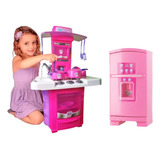 Cozinha Infantil Completa Fogãozinho + Geladeira Menina