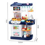 Cozinha Infantil Vapor Som Painel Touch Controle Remoto 75cm Cor Azul
