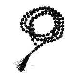Craftslook Mala De Pedra Shaligram Original Preta Certificada   Contas Redondas De Pedra Vulcânica Mala 7 Mm 108   1 Contas Japa Mala   Contas Mala De Pedra De Shaligram   Colar Pulseira De Meditação