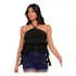 Crooped Bata Babado Camadas Frente Única Amarrar Crepe Duna