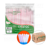 Cropac Ca 528 Caixa Com 1 200 Canudo Plástico Grosso Para Milkshake 8mm Cor Branco